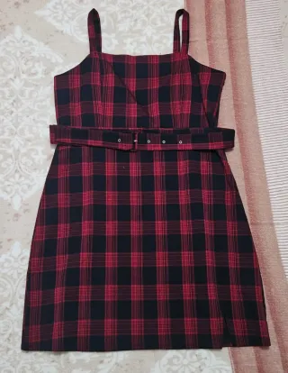 Vestido cuadros rojo y negro