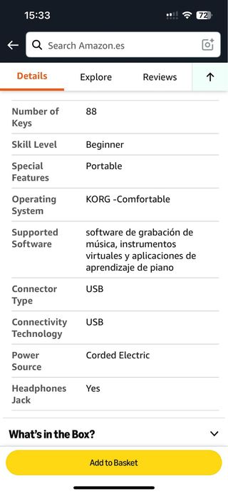 Teclado Korg B2 Blanco