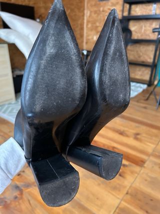 Botines Mango Punta Tacón Bloque Negro