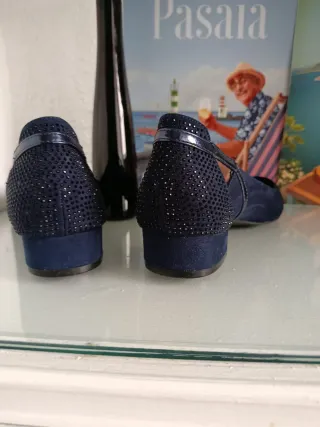 Zapatos de ante azul mujer