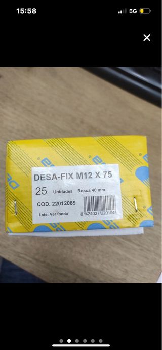 Anclaje DESA-FIX M12 x 75 (10 Cajas)