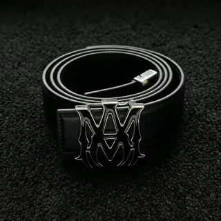 Cintura Amiri Logo Argento Nero