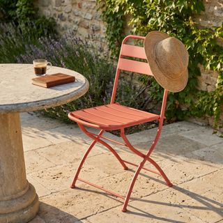 Sedia Pieghevole da Giardino Acciaio Rosso Corallo