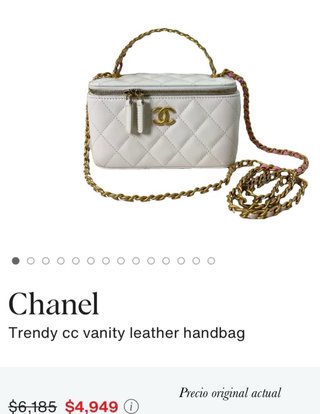 Bolso Trendy CC Vanity Chanel Cuero Blanco Dorado