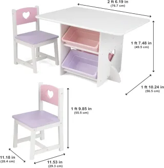 KidKraft Juego Infantil de Mesa y 2 Sillas Corazón