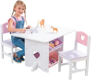 KidKraft Juego Infantil de Mesa y 2 Sillas Corazón