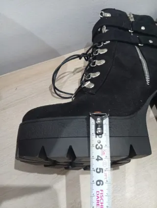 Botines tacón plataforma ante negro talla 40