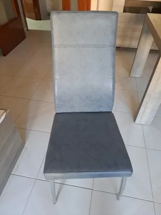 Conjunto 4 sillas comedor cuero y metal
