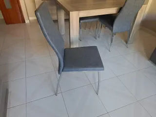 Conjunto 4 sillas comedor cuero y metal