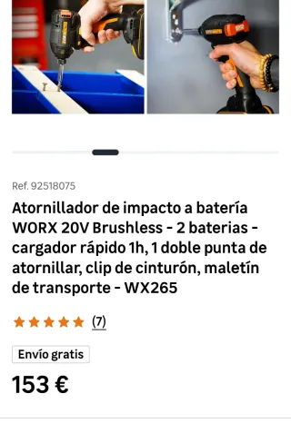 Atornillador de impacto WORX 20V