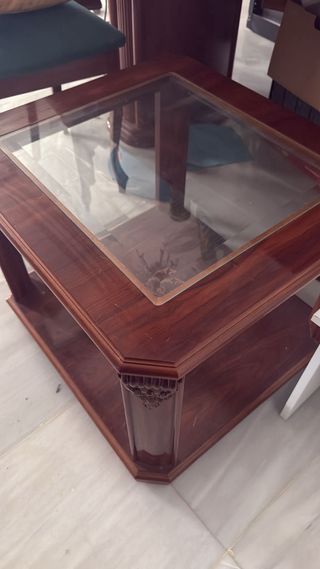 Juego comedor madera, 6 sillas, vitrina de salon