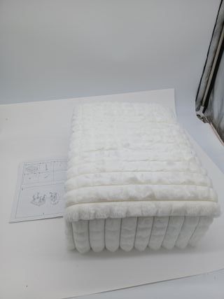 IBUYKE Sedia da Trucco Rettangolare, con Spazio di Archiviazione, Pouf Ottomano, Sedia da Tavolo da Trucco, con Piedi A