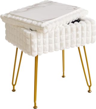 IBUYKE Sedia da Trucco Rettangolare, con Spazio di Archiviazione, Pouf Ottomano, Sedia da Tavolo da Trucco, con Piedi A