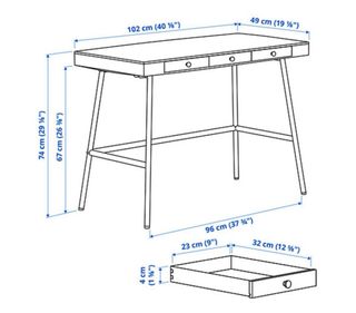 Escritorio Ikea Madera y Metal blanco