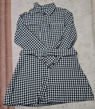 Vestido de cuadros blanco y negro