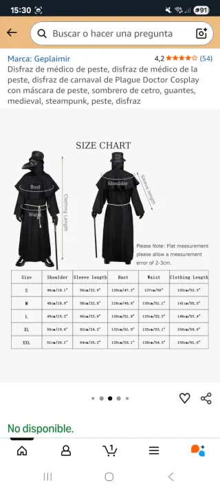 Disfraz Doctor Peste Negra Talla Única