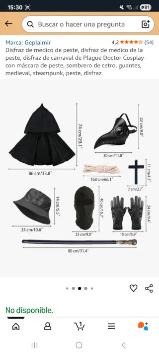 Disfraz Doctor Peste Negra Talla Única