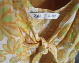 Conjunto short y Top Zara floral amarillo y blanco