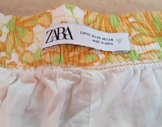 Conjunto short y Top Zara floral amarillo y blanco