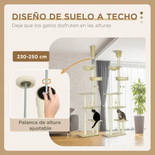 Árbol para Gatos Suelo-Techo 230-250 cm