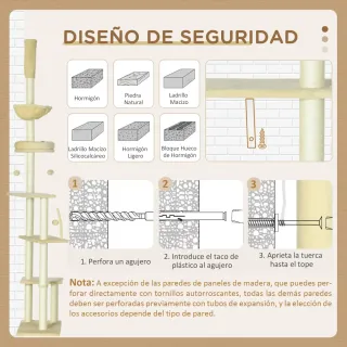 Árbol para Gatos Suelo-Techo 230-250 cm