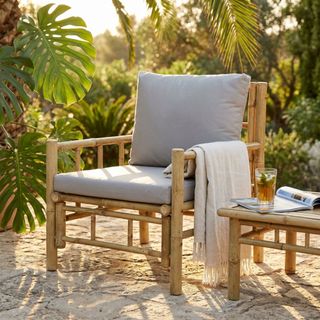 Poltrona da Giardino Bamboo Orientale con Cuscino