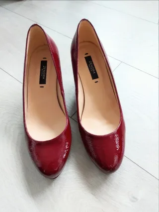 Talla 37 - Zapatos Charol Rojo y Piel - Zendra