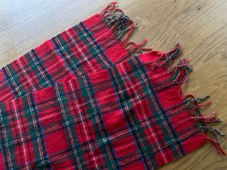 Bufanda Lana Cuadros Escoceses Vintage Roja