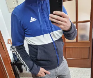 Sudadera Adidas Azul y Blanca