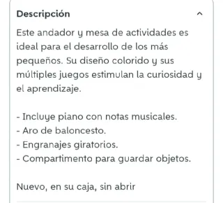 Andador y mesa de actividades para bebé, nuevo