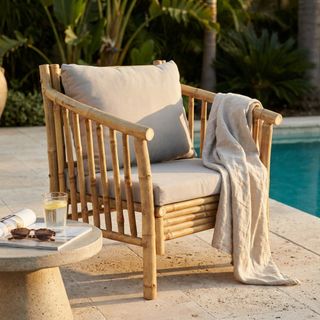 Poltrona Relax Grigia 80 cm per Giardino in Bamboo