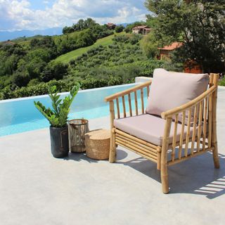 Poltrona Relax Grigia 80 cm per Giardino in Bamboo