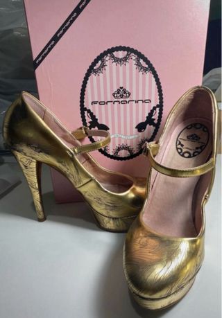 Scarpe Fornarina pelle dorata