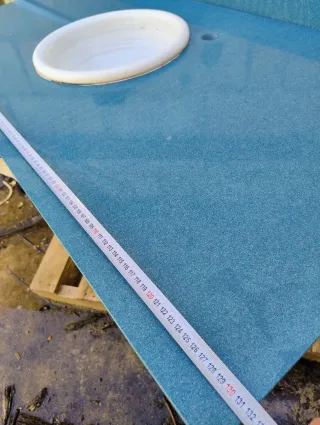 Lavabo Mármol Natural y Silestone azul verdoso