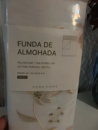 Fundas Cojín 60x60cm Bordado Floral Dorado