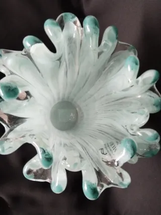 Vaso in Stile Murano Italiano in Cristallo Teal