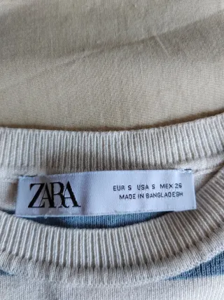 Top Zara a righe blu e bianche smanicato