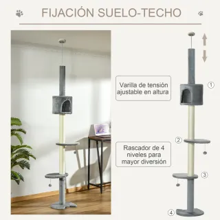 Árbol Rascador para Gatos Fijación Techo