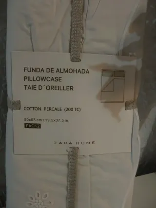 Fundas Almohada Zara Home Algodón 50x95cm Pack2