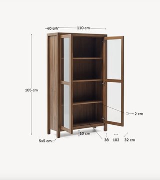 Vitrina Sashi de madera maciza de teca 110 x 185cm