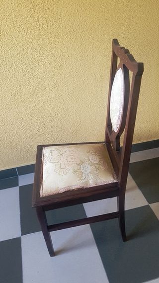 Juego 2 Sillas Antiguas Madera Tapizadas