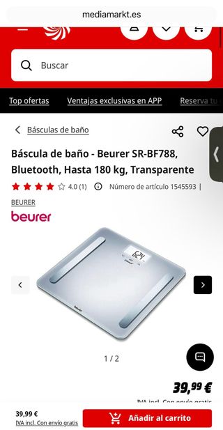 Báscula Diagnóstico Beurer Bluetooth