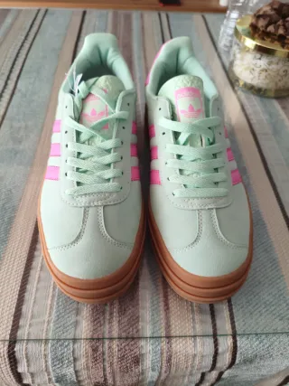 Adidas Gazelle Mujer Talla 40 Verde y Rosa