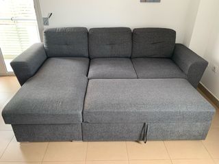 Sofá cama chaise longue gris oscuro