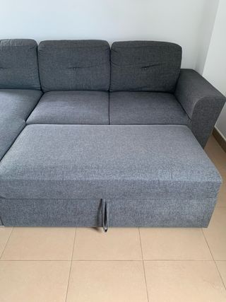 Sofá cama chaise longue gris oscuro