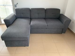 Sofá cama chaise longue gris oscuro