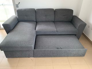Sofá cama chaise longue gris oscuro