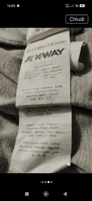 Giacca a vento K-Way impermeabilizzata 12 anni