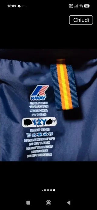Giacca a vento K-Way impermeabilizzata 12 anni