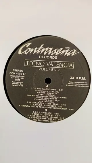 Techno Valencia Vol. 2 LP (1992) Contraseña Record